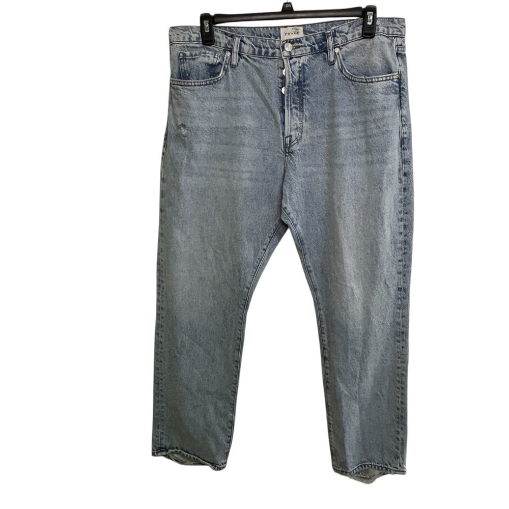 Frame Women’s Denim Blue Straight Jeans Le Slouch Casual Distressed Sz 32